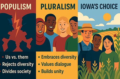 three-pane Pluralism vs Popularism
