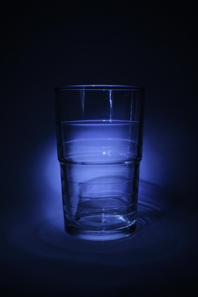 Blue-lit drinking water