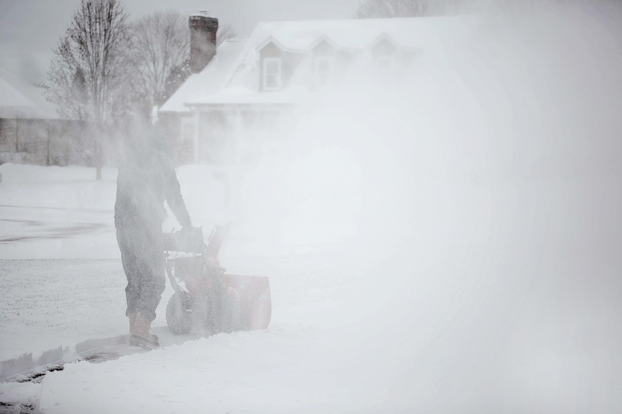 Snowblowing in snowy weather