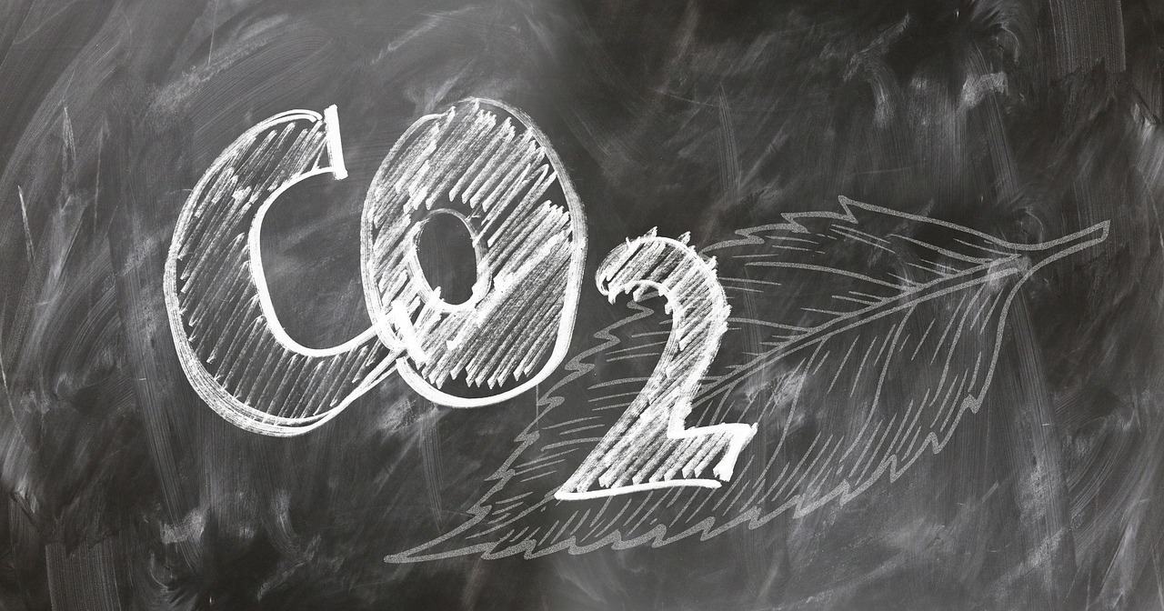 CO2 written in chalk on a chalkboard