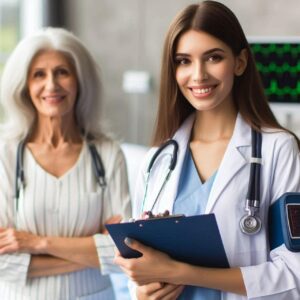 physician with elderly patient