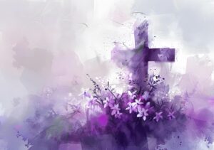 Purple gravesite image cross