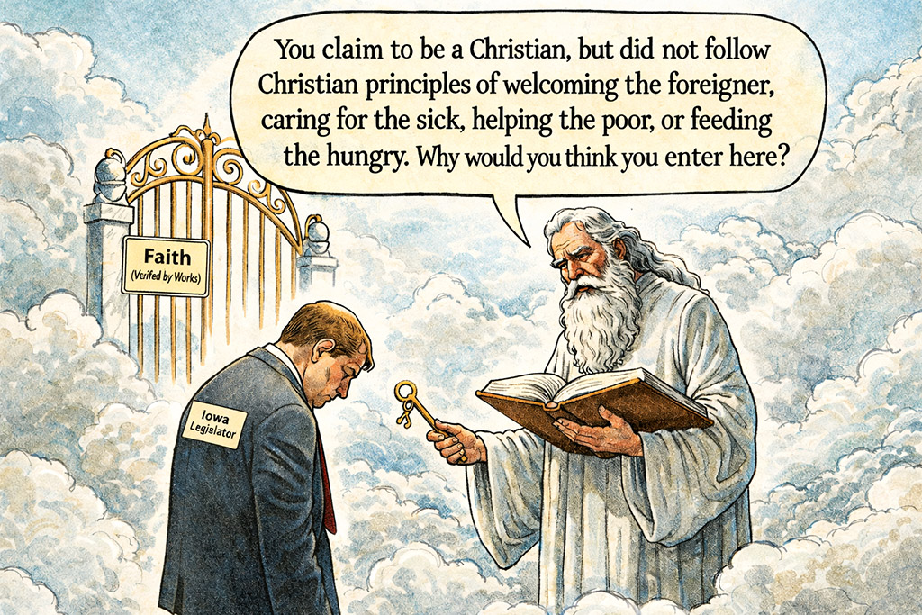 Shame of Iowa legislator at the Pearly Gates