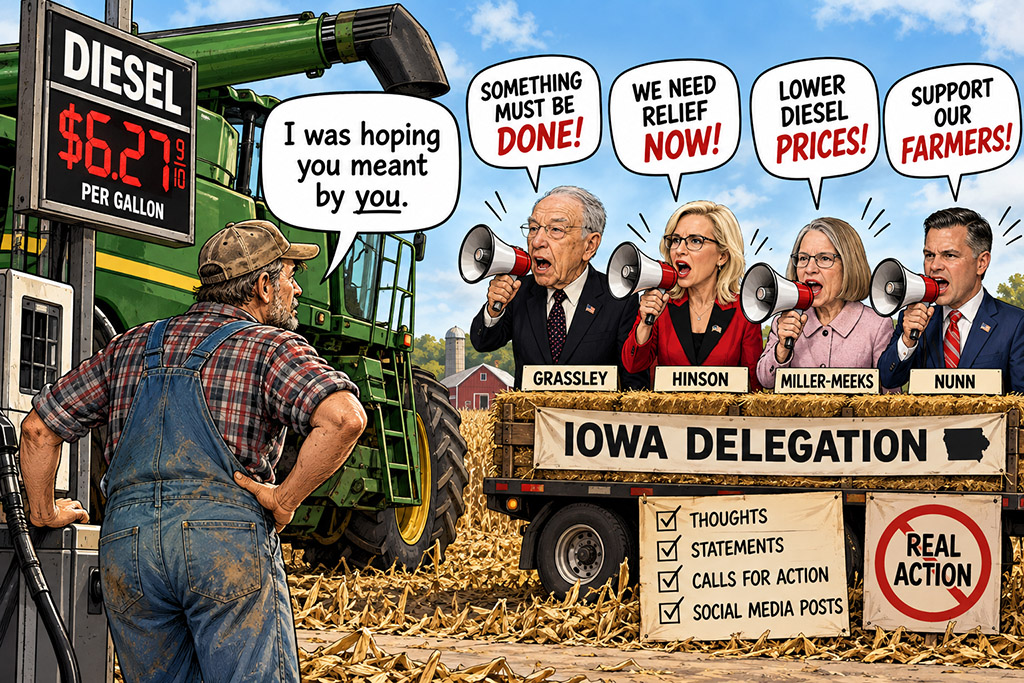 Iowa politicians support farmers with voices but no action