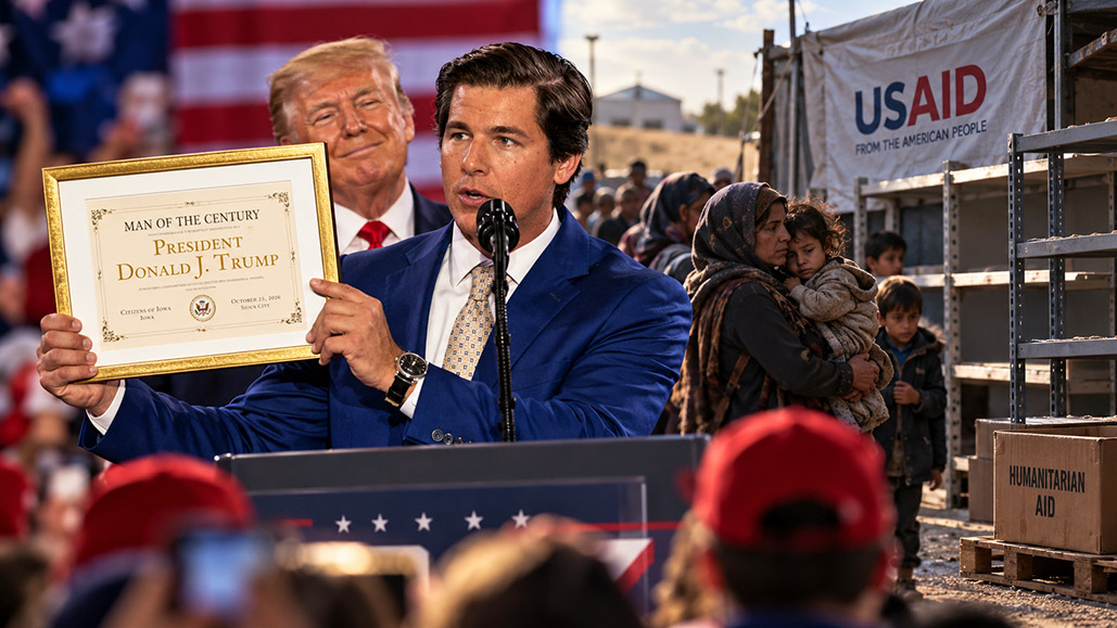 Joe Mitchell presents Trump with a man of the century award