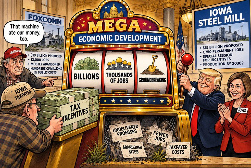 Kim Reynolds spins the Iowa economic development slot machine